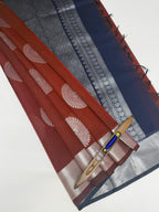 VSKC600 - maroon color body , ink blue color pallu , blouse.