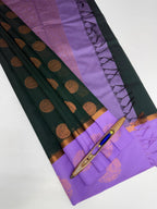 VSKC633 - dark green color body , lavender color pallu , blouse.