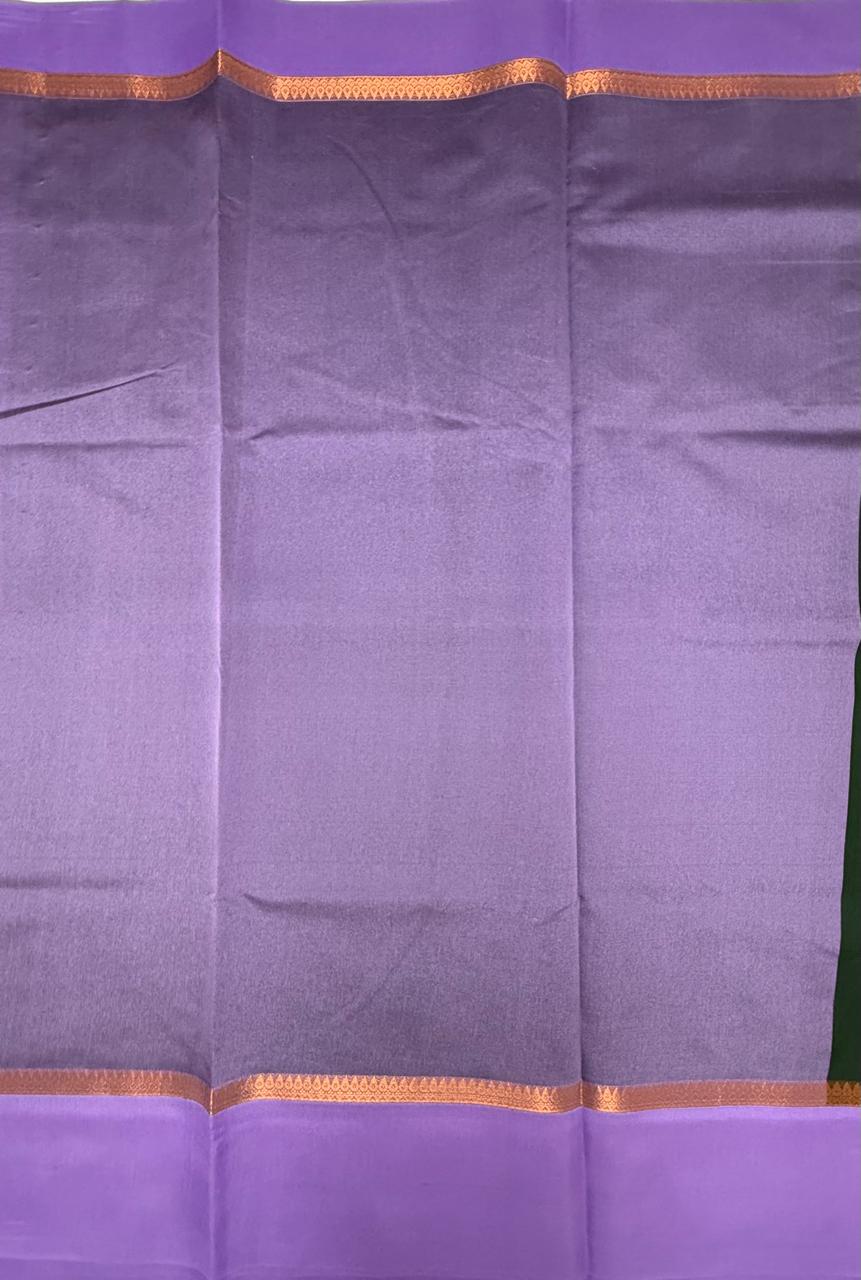 VSKC633 - dark green color body , lavender color pallu , blouse.