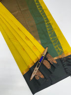 VSKC634 - yellow color body , dark green color pallu , blouse.