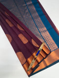 VSKC609 - dark purple color body , blue color pallu , blouse.