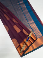 VSKC609 - dark purple color body , blue color pallu , blouse.