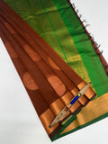 VSKC610 - honey brown color body , green color pallu , blouse.