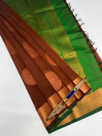 VSKC610 - honey brown color body , green color pallu , blouse.