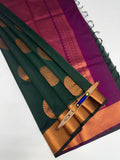 VSKC611 - bottle green color body , purple color pallu , blouse.