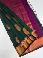 VSKC611 - bottle green color body , purple color pallu , blouse.