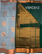 VSKC612 - grey color body , bottle green color pallu , blouse.