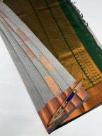 VSKC612 - grey color body , bottle green color pallu , blouse.