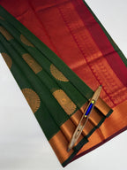 VSKC615 - bottle green color body , maroon color pallu , blouse.