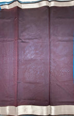 VSKC602 - blue color body , dark purple color pallu , blouse.