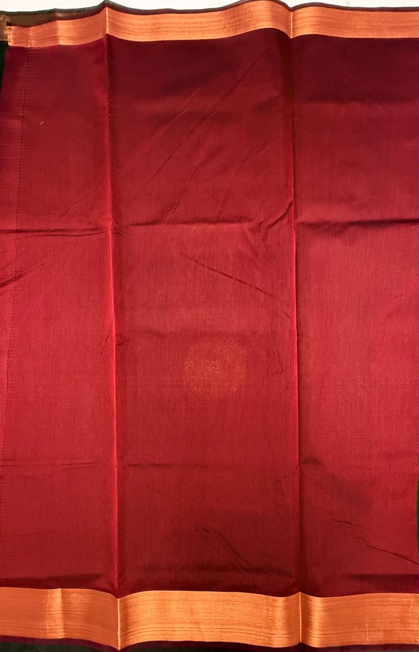 VSKC615 - bottle green color body , maroon color pallu , blouse.