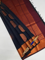 VSKC616 - navy blue color body , purple color pallu , blouse.