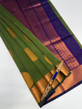VSKC617 - leaf green color body , violet color pallu , blouse.