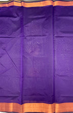 VSKC617 - leaf green color body , violet color pallu , blouse.
