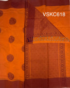 VSKC618 - orange color body , pallu , blouse.