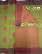 VSKC619 - olive green color body , pallu , blouse.