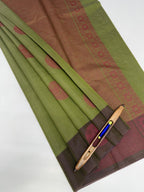 VSKC619 - olive green color body , pallu , blouse.