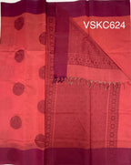 VSKC624 - peach with pink color body , pallu , blouse.