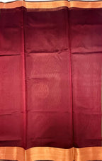 VSKC604 - cow dung green color body , maroon color pallu , blouse.