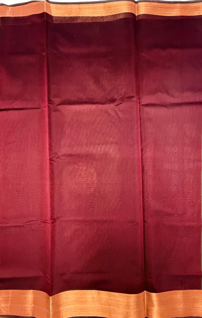 VSKC604 - cow dung green color body , maroon color pallu , blouse.