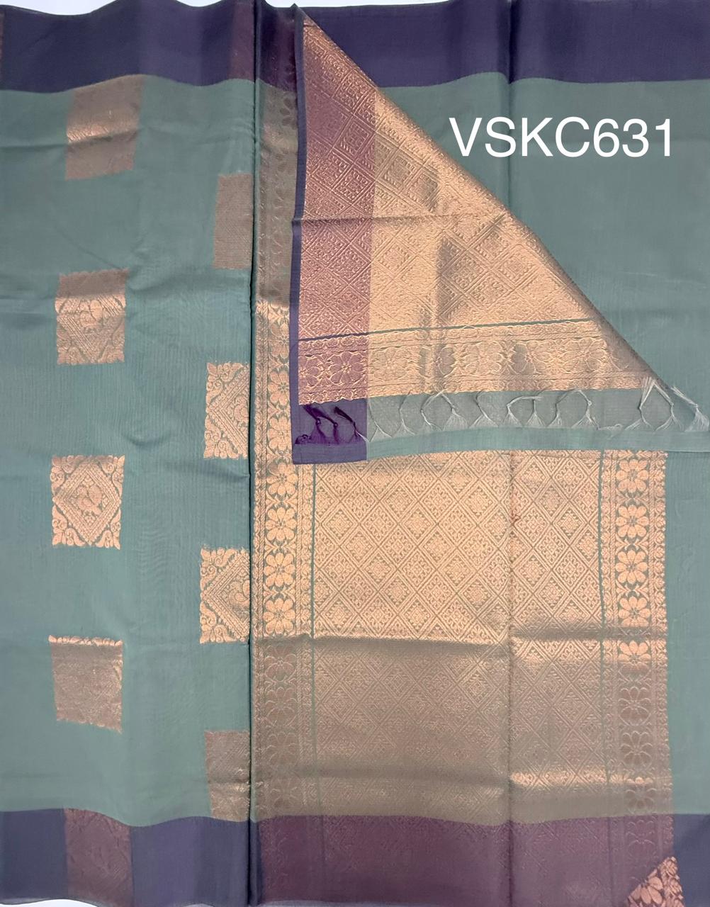 VSKC631 - pastel green color body , pallu , blouse.