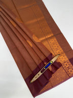 VSKC629 - chocolate brown color body , pallu , blouse.