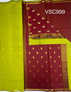 VSC999 - parrot green color body , maroon color pallu,blouse.