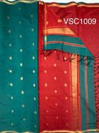 VSC1009 - peacock green color body , maroon color pallu,blouse.