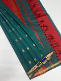VSC1009 - peacock green color body , maroon color pallu,blouse.
