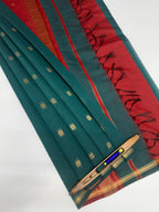 VSC1009 - peacock green color body , maroon color pallu,blouse.