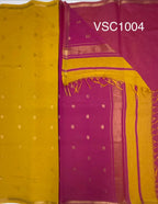 VSC1004 - yellow color body , pink color pallu,blouse.