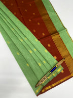 VSC1010 - pastel green color body , maroon color pallu,blouse.
