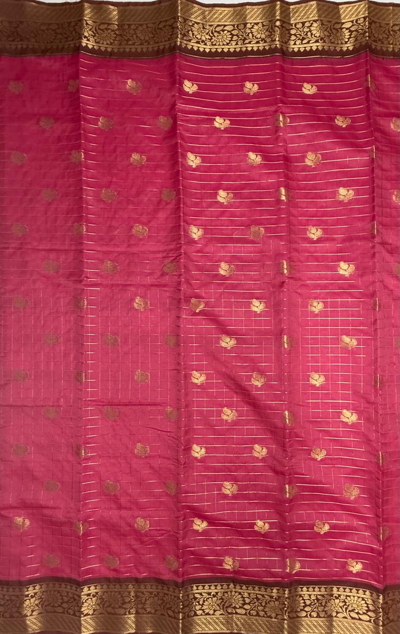 VSAS1357 - bright pink color body ,pallu , blouse.