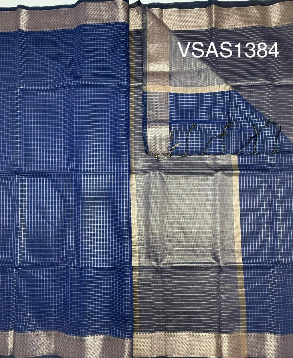 VSAS1384 - ink blue color body, pallu , blouse.