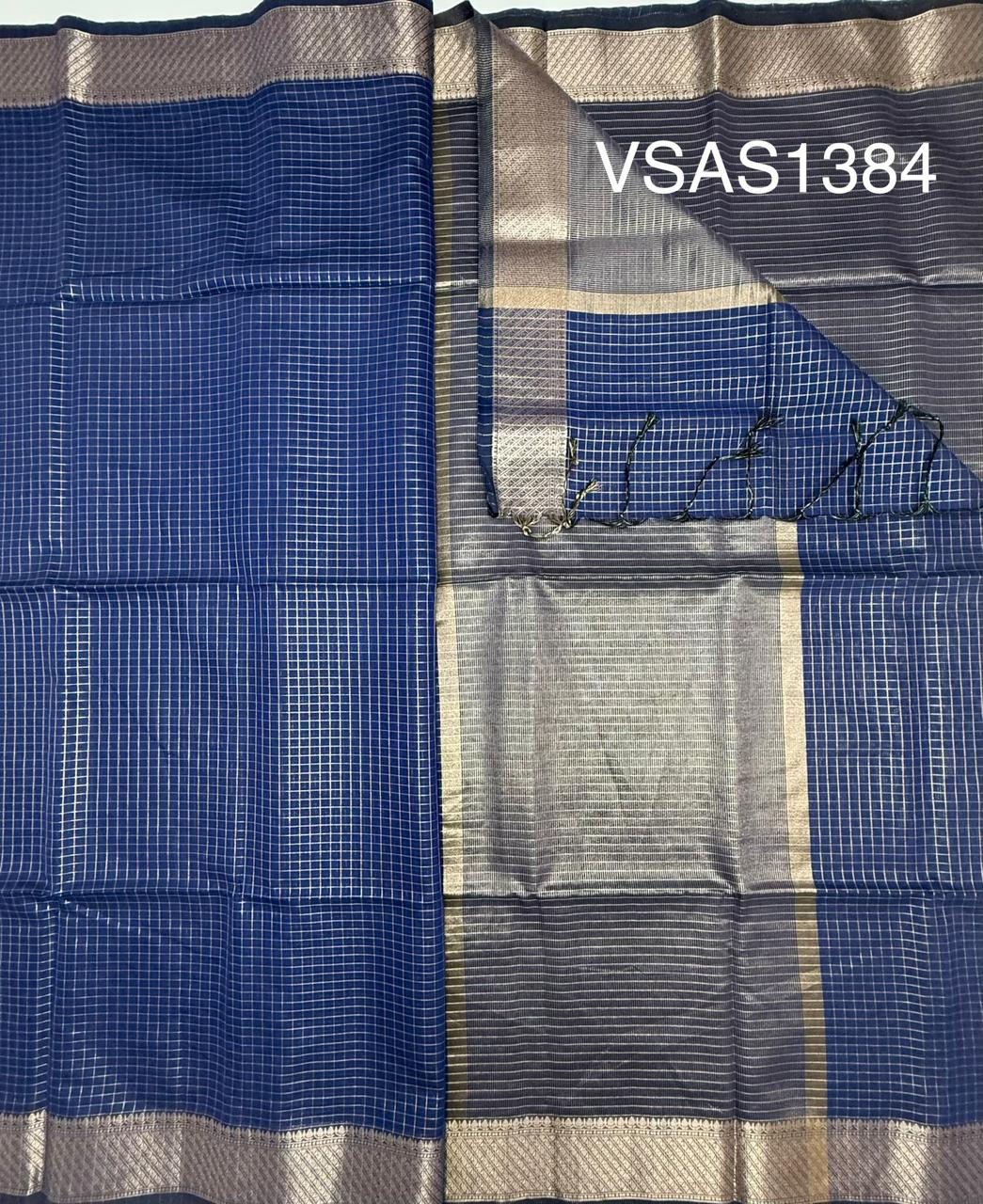 VSAS1384 - ink blue color body, pallu , blouse.