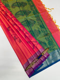 VSAS1398 - pinkish orange color body , dual green color pallu , blouse.