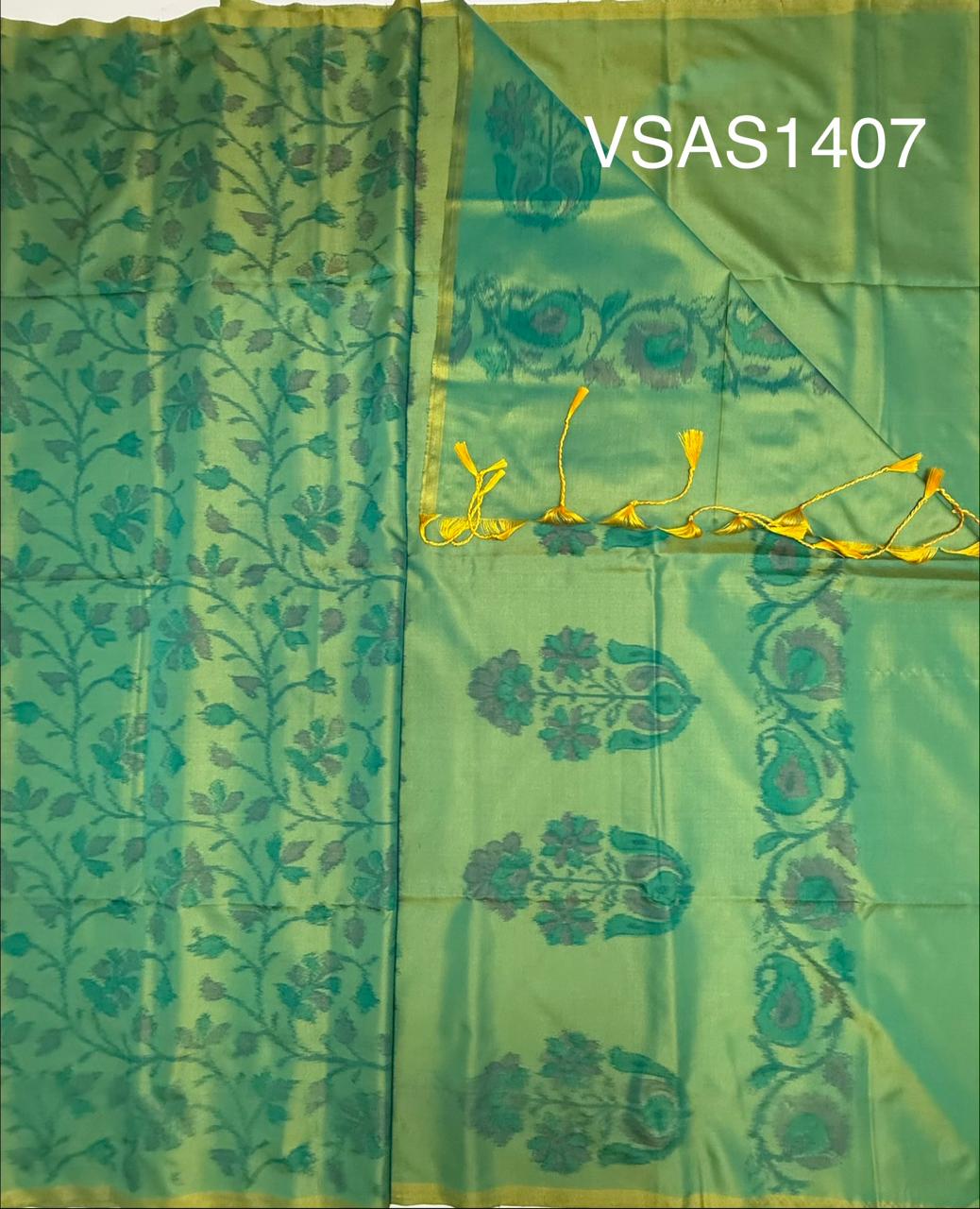 VSAS1407 - dual green color body ,pallu , blouse.