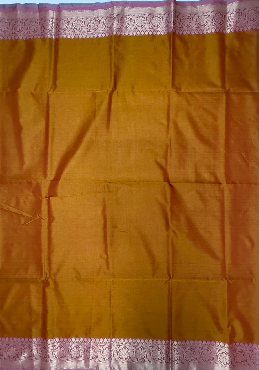 VSAS1393 - dual green color body , honey brown color pallu , blouse.