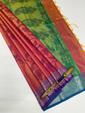 VSAS1395 - honey brown color body , dual green color pallu , blouse.