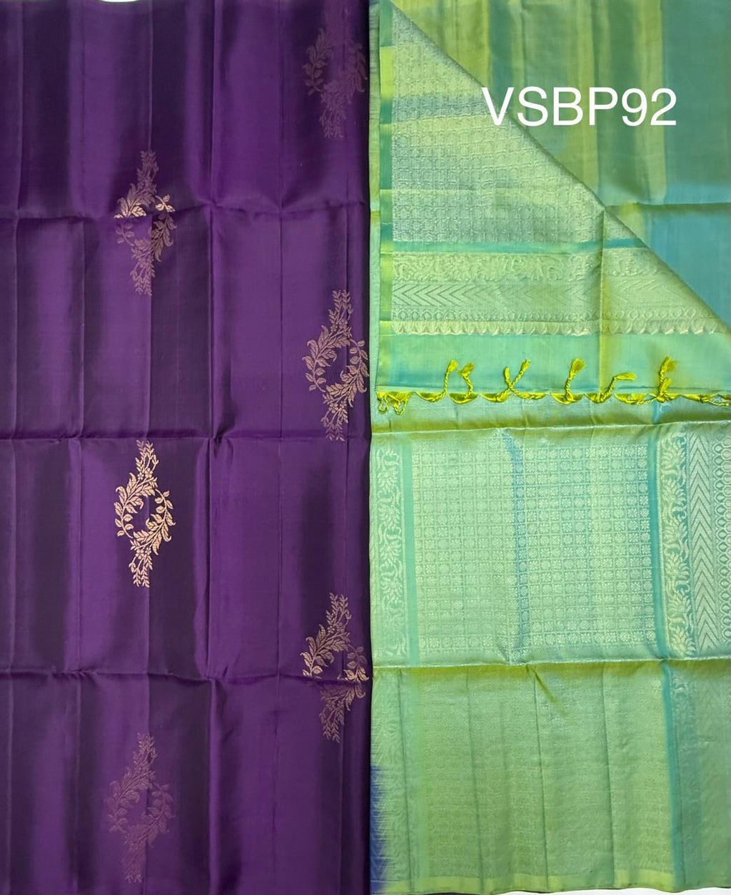 VSBP92 - purple color body & blue with green color pallu,blouse - Pure silk saree