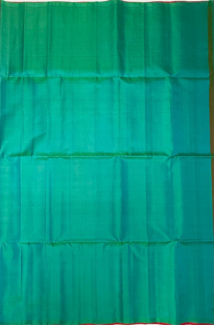 VSBP93 - pink color body, blue with green color pallu,blouse - Pure silk saree
