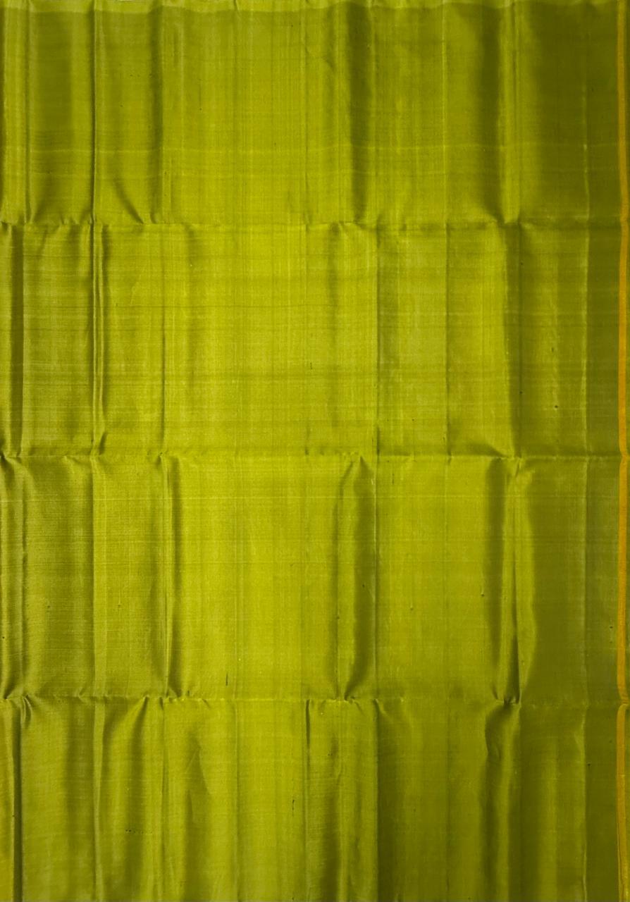 VSBP94 - yellow wiht red color body & green color pallu,blouse - Pure silk saree