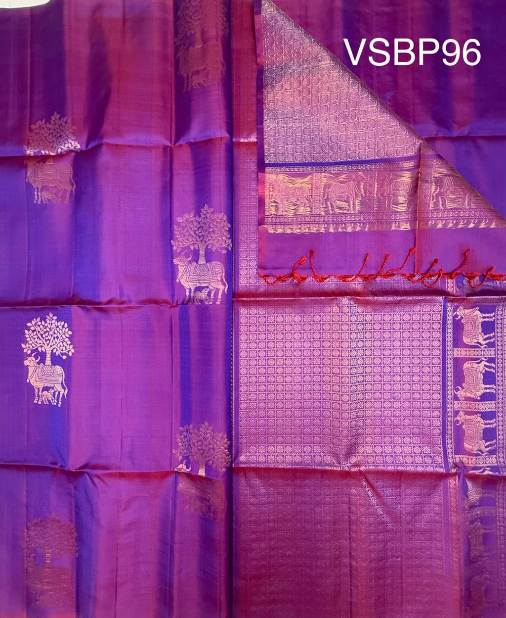 VSBP96 - purple color body , pallu,blouse - Pure silk saree