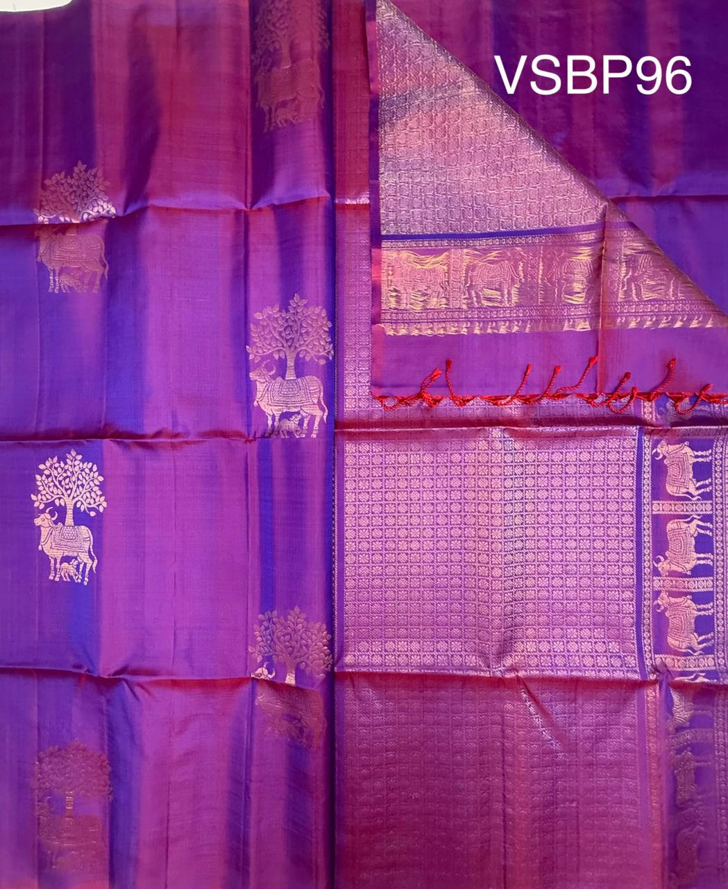 VSBP96 - purple color body , pallu,blouse - Pure silk saree