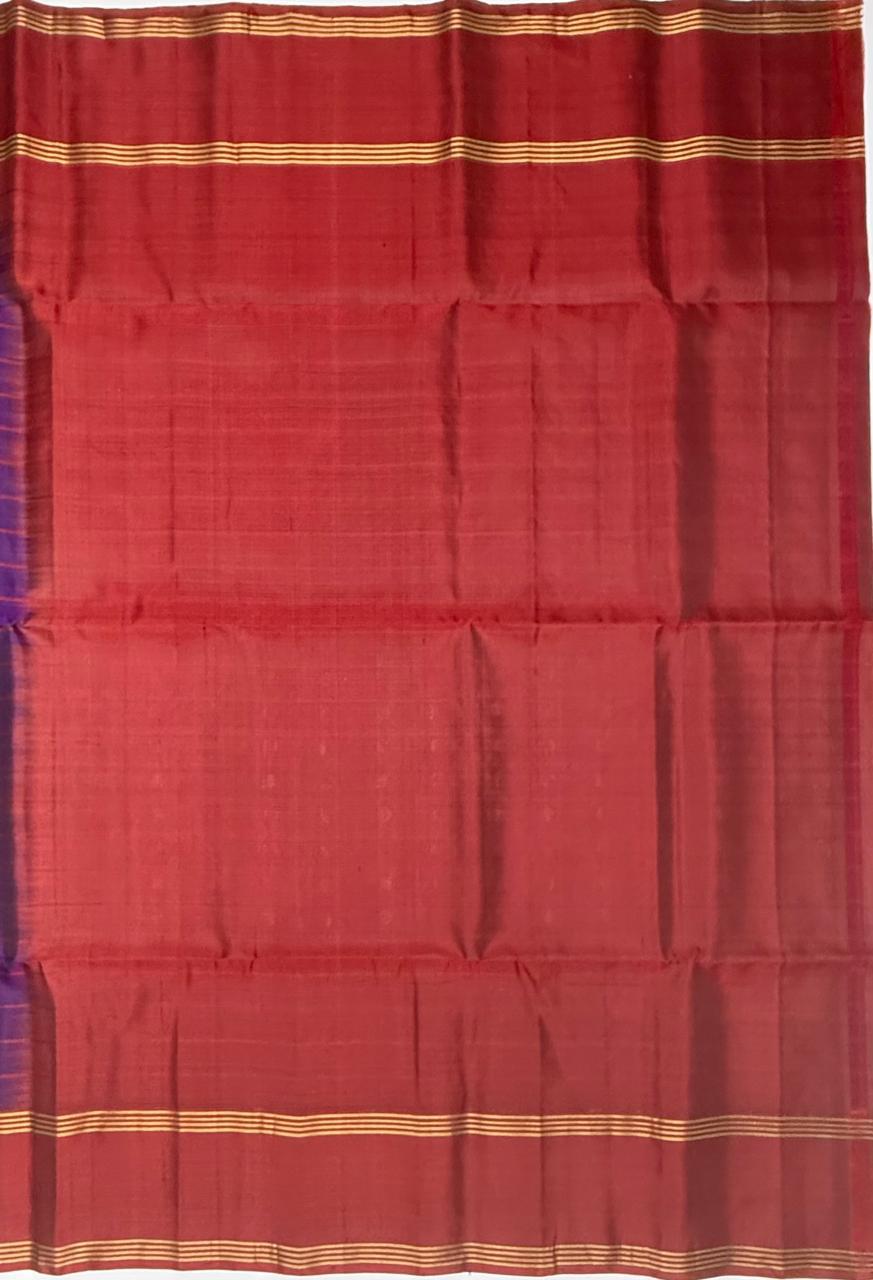 VSF964 - violet color body ,&nbsp; maroon color pallu,blouse - Pure silk saree