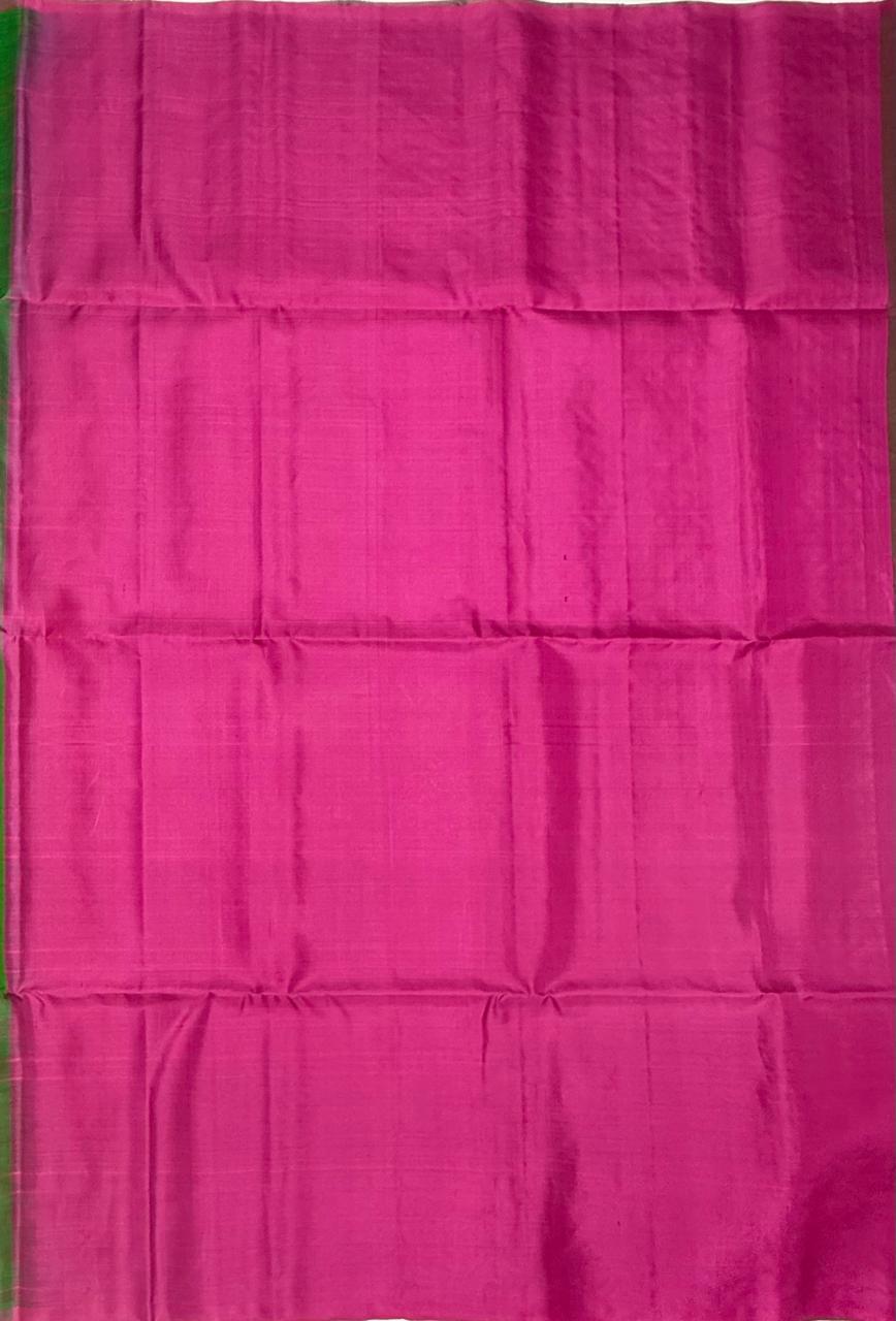 VSF969 - dark honey brown color body ,&nbsp; rani pink color pallu,blouse - Pure silk saree