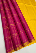 VSF970 - rani pink color body , yellow color pallu,blouse - Pure silk saree