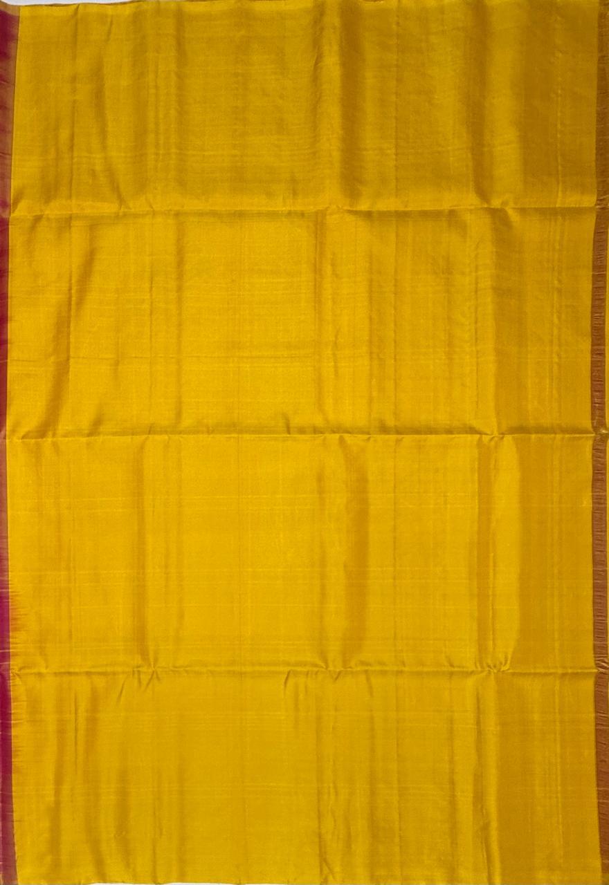 VSF970 - rani pink color body , yellow color pallu,blouse - Pure silk saree