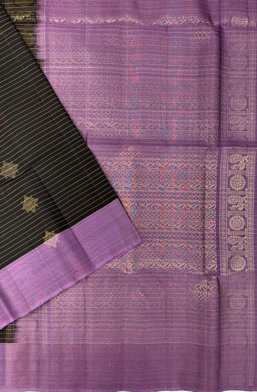 VSF971 - brown color body ,&nbsp; lavender color pallu,blouse - Pure silk saree