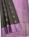 VSF971 - brown color body ,&nbsp; lavender color pallu,blouse - Pure silk saree